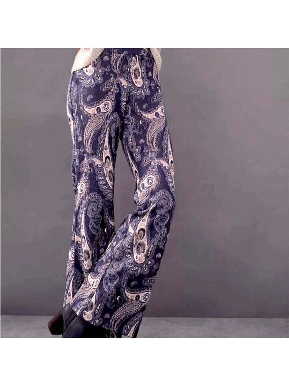 Anthropologie Maeve Maria Metallic Paisley Wide Leg Boho Pants Size 6